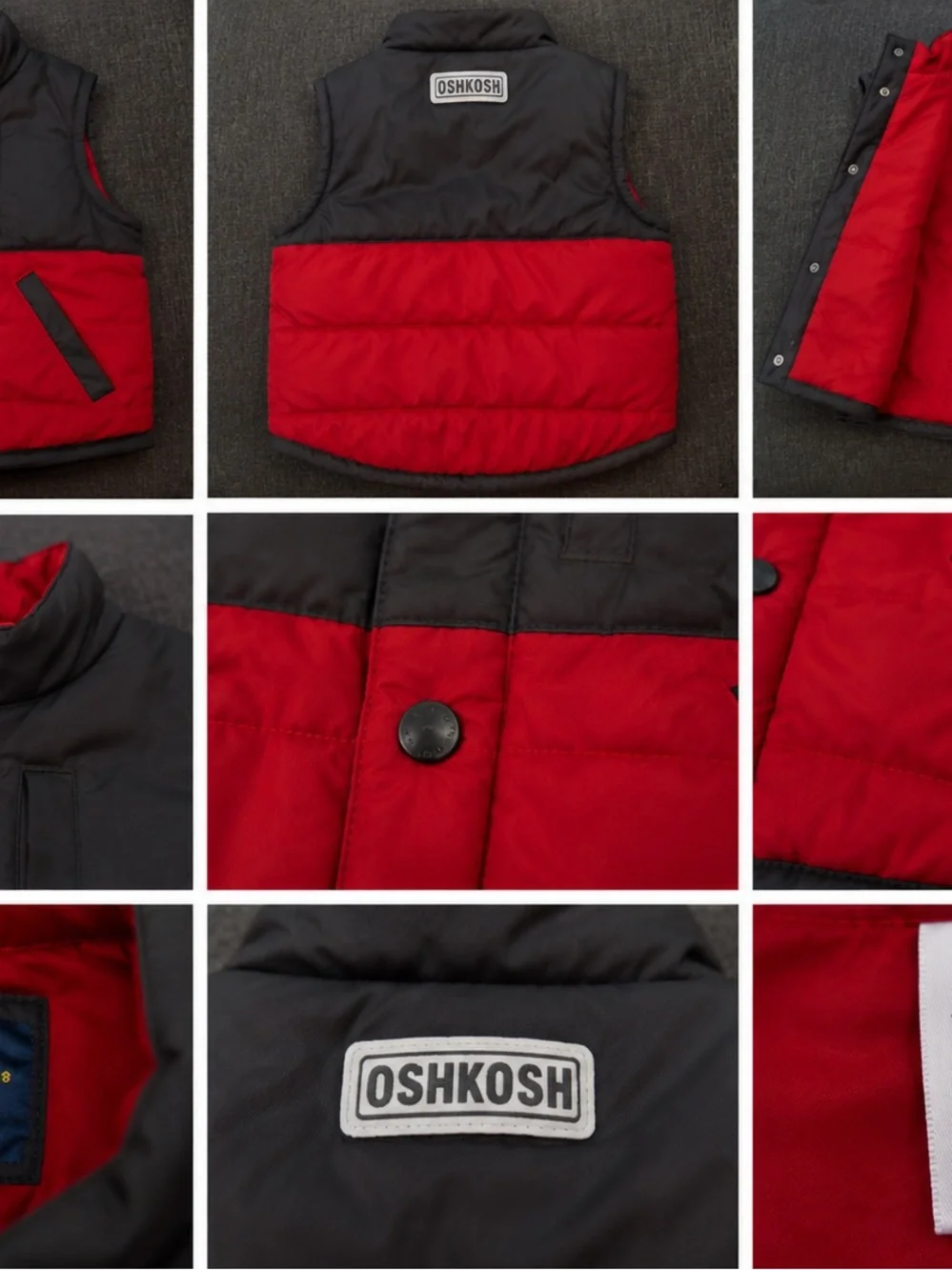 OshKosh B'gosh Red and Black Quilted Puffer Vest